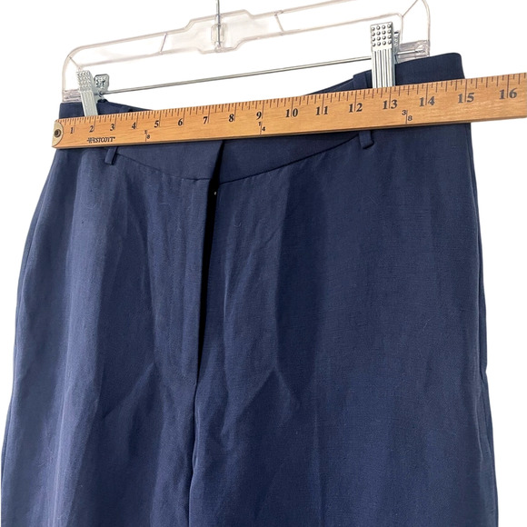 NEW! Nili Lotan 8 Dayton Linen & Silk $675 Wide Leg High Waist Pants Navy Blue - Picture 7 of 10